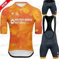 2025 Netherlands Cycling Jersey Set Dutch National Team Cycling Clothing Mathieu van der Poel Road Bike Shirt Suit Bib Shorts 1