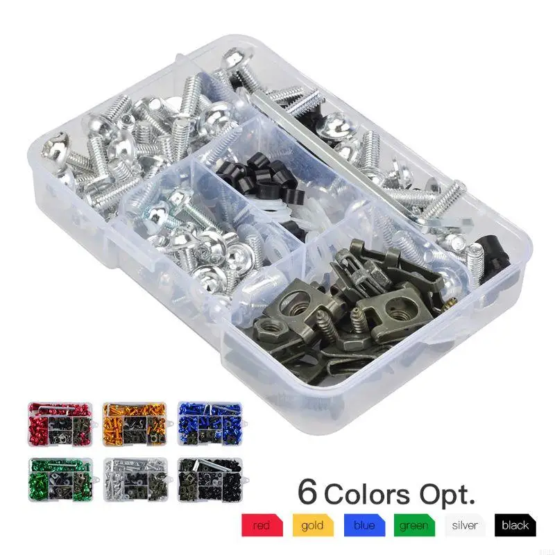 462A Auto Alloy M6 Fairing Bolts Bodywork Screws Nut for for Yamaha Kawasaki Suzuki Aprilia 177PCS