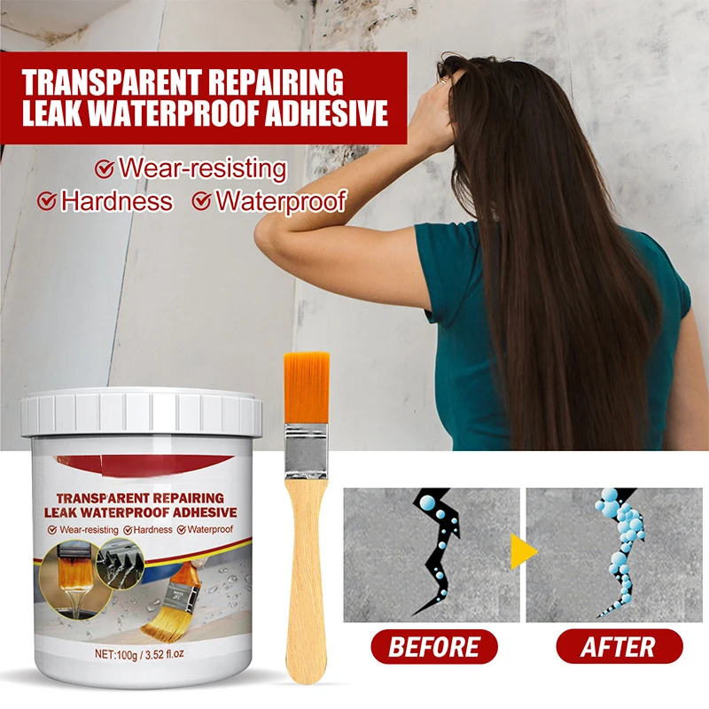 Waterproof Sealant 500g Transparent Leak Proof Adhesive Waterproof Coating Sealer Invisible Strong Bonding Glue Repair Home Roof Toilet Sealant