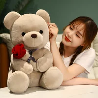 Rose Bear Plush Toy Soft Stuffed Plushies Home Sofa Throw Pillow Ornament Kids Favors Valentine's Day Gifts Wedding Party Decors 6
