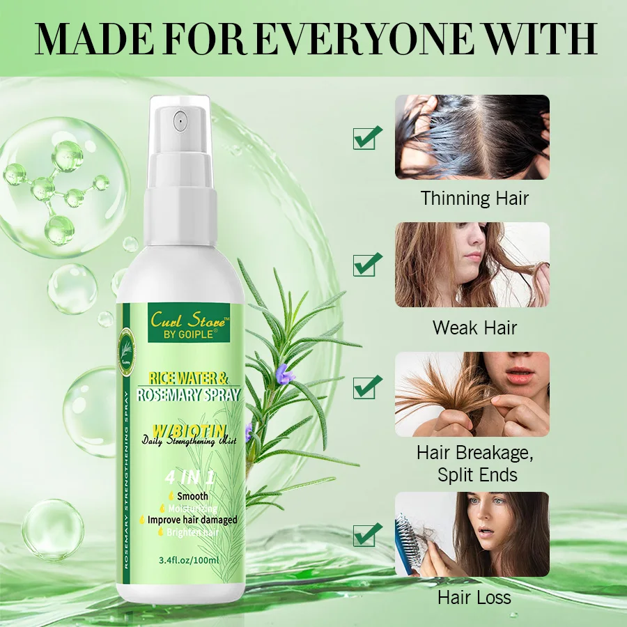 Hair growth oil hair oil hair essence oil hair protection spray hair oil mist hair conditioner rice water rosemary spray for nourish split ends hair essential oil for moisturize treatment dry scalp & detangling comb