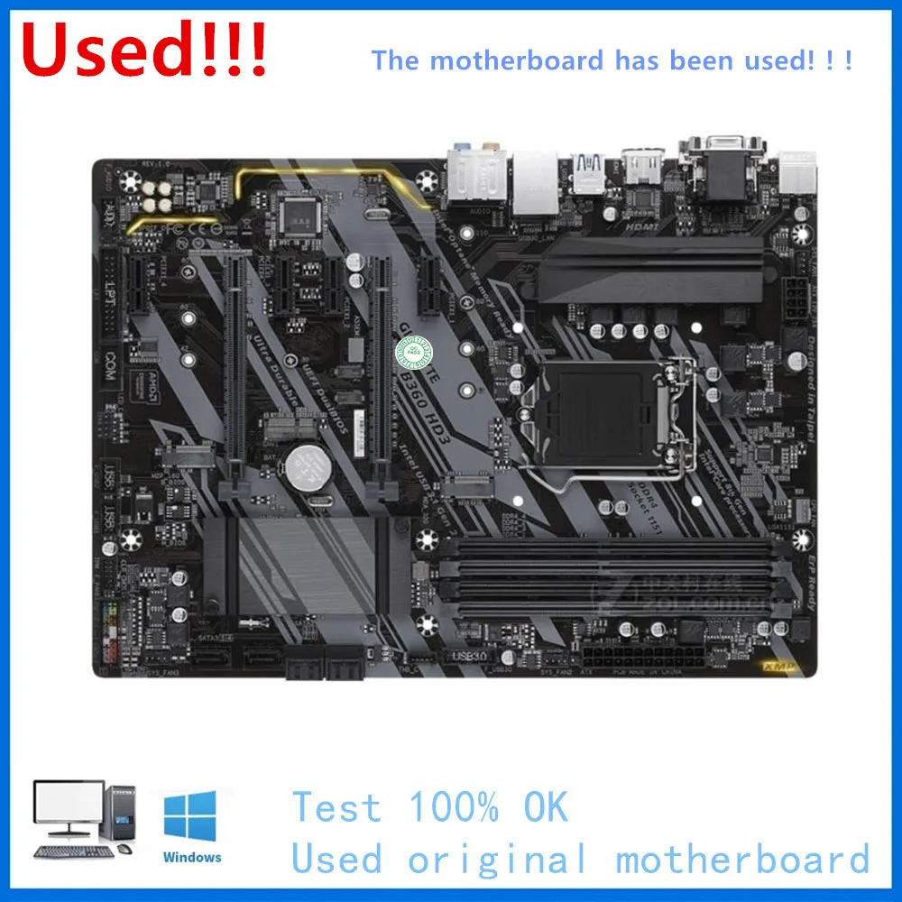 Материнская плата для GA B360 HD3 LGA 1151 Intel б/у десктопная материнская USB SATA PCI-E X16 3 0 |