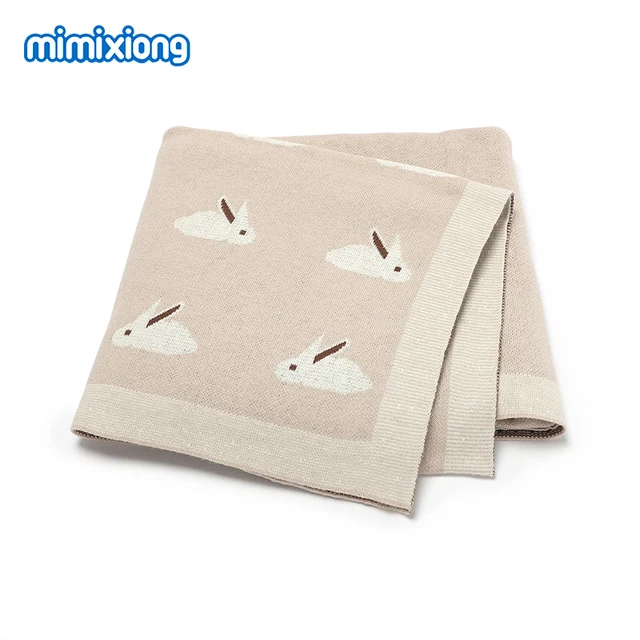 Baby Cotton Blankets Newborn Boys Girls Easter Rabbit Knitted Swaddle Wrap Covers for Stroller Bedding 100*80cm Infant Play Mats
