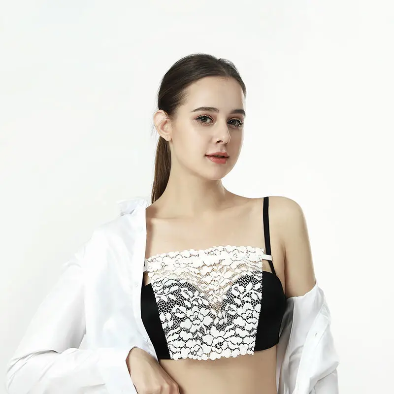 Description Picture 4 of item3pcs Lace Invisible Bra Privacy Cleavage Cover Underwear Anti Peep Brassiere Seamless Wrap Chest Strapless Lingerie Tube Tops