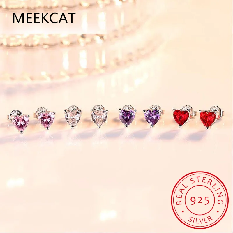 100% 925 Sterling Silver Fashion Women'S Jewelry Heart Con Cz Stud Earring Gift For Girls Kids Lady Ds3565