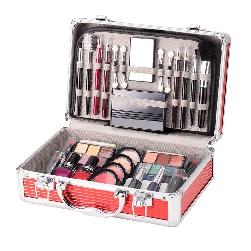 Teen Girls Makeup Set Beginners Makeup Kit With Case Eyeshadow Brushes Eyebrow Pencil Lipstick Nail Polish Eyebrow Brush Mother