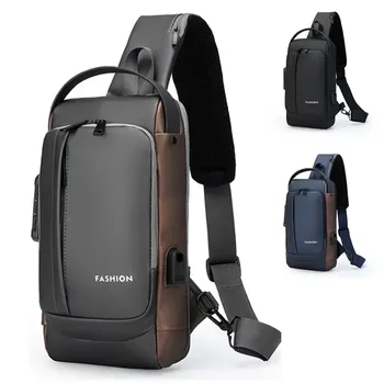 Borsa Impermeabile di Grande Capacità per Uomo, Borsa a Tracolla USB per Sport e Corsa, Borsa da Viaggio Multifunzione