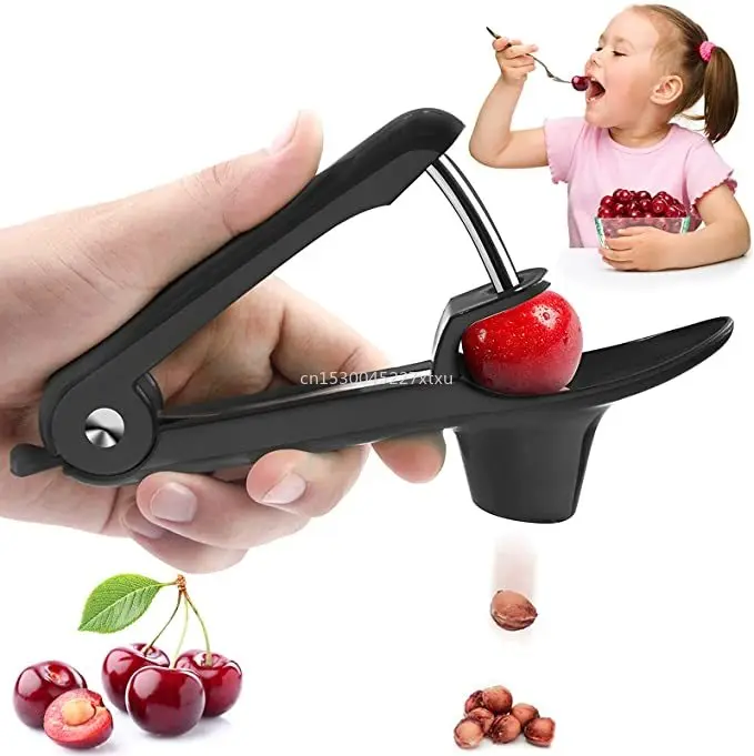 Cherry Pitter Tool Cherry Stoner Remover Steel and Plastic Push-On Design Cherry Core Remover Pitter Home Kitchen Tool Handheld Cherry Pitter Corer Tool Gadget Red for 6 Cherries Plums Olives Berries 