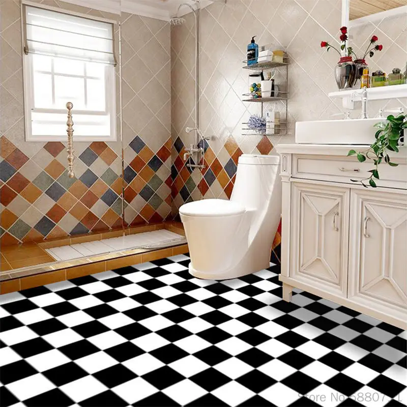 10M /Bathroom waterproof floor stickers non-slip kitchen tile floor stickers thick wear-resistant home decor wallpaper stickers