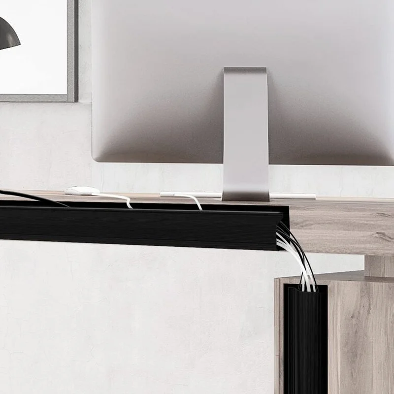 J Channel Desk Cable Organizer, PVC Waterproof Cable Management, TV Background, Black Protector, Under Desk Accessories