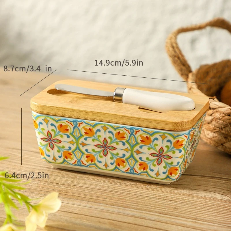 صندوق حاوية زبدة سيراميك على الطراز الأمريكي الرعو...