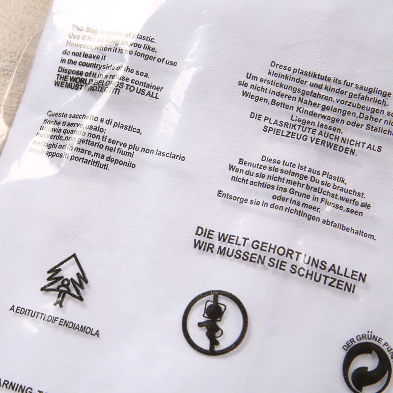 Frosted Zipper Plastic Bags with Warning Words 