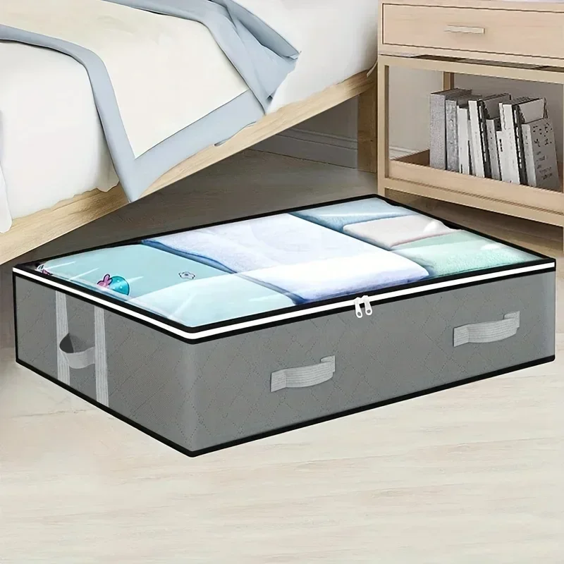 1pc/2pcs/3pcs Dustproof Under Bed Storage Box with Reinforced Handles for Comforter Blanket Pillow and Toys Bedroom Accessories 2