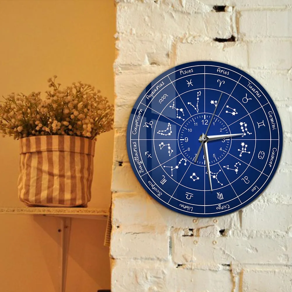 Reloj de pared silencioso con signo del zodiaco para decoración