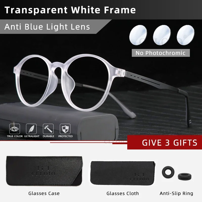 Ultra-Light Classic Round Anti Blue Ray Reading Glasses with Titanium Legs