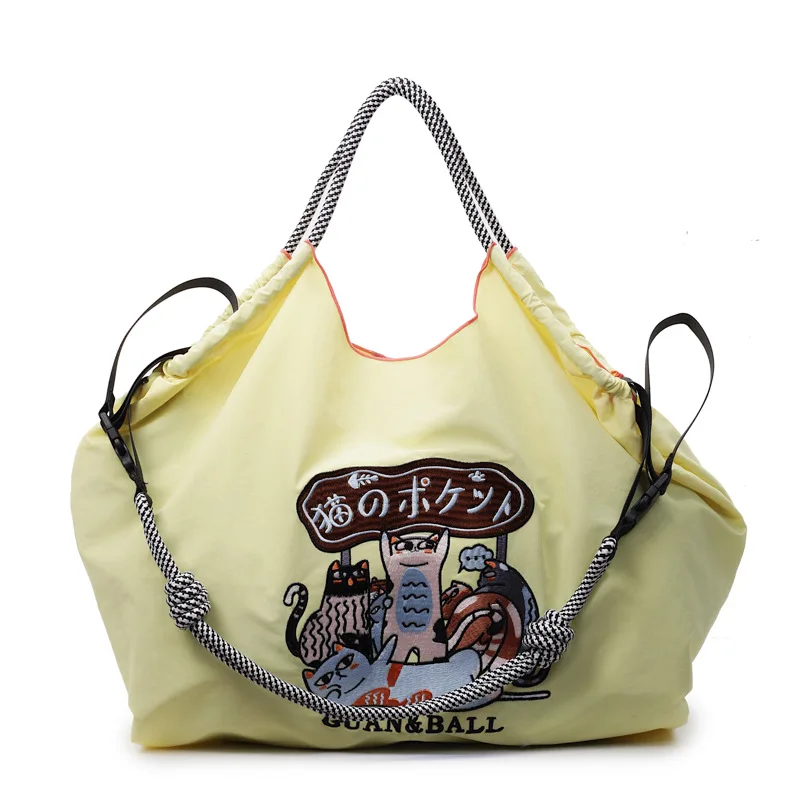 Eco-Friendly Embroidered Nylon Tote: Stylish and Spacious City Handbag