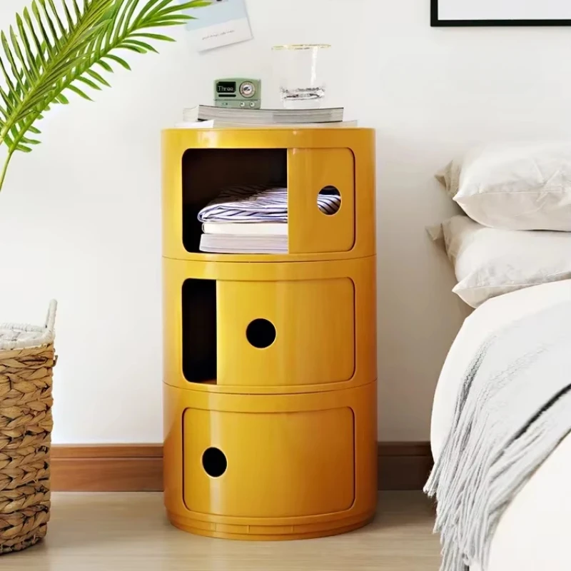 Side Table Coffee Table Mechanism Anti-slip Nordic Round Coffee Table Sliding Door Modern Desk Large Capacity Bedroom Cabinet Stylish Design