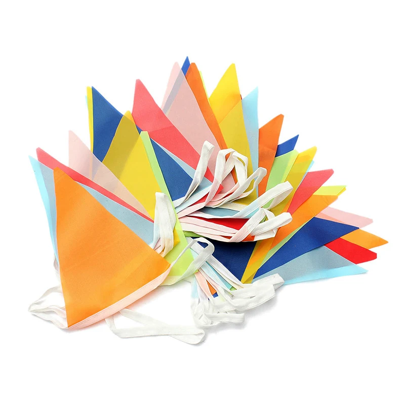 

25 Meters Bunting Triangle Flags Wedding Festival Pennant String Banner Buntings Colorful Birthday Outdoor Buntings Decor