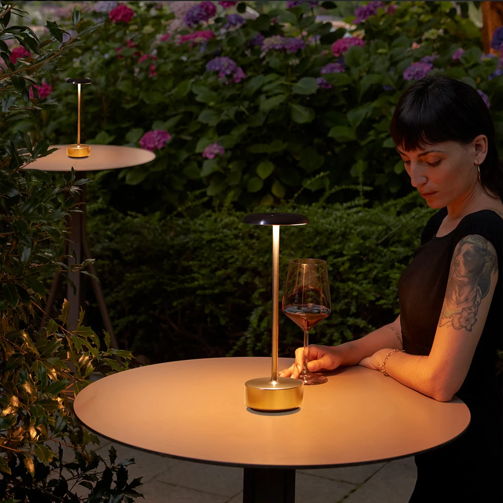 USB Cordless Table Lamp Dimmable Bedside Lamp Restaurant Atmosphere Lighting for Indoor and Outdoor Metallic Black 5