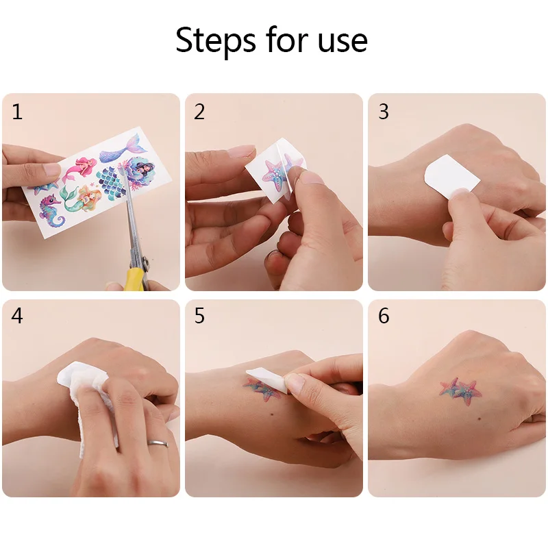 10pcs Cartoon Mermaid Tattoo Stickers Waterproof Temporary Tattoo Girls Mermaid Birthday Party Decor Supplies Kids Gift Favors