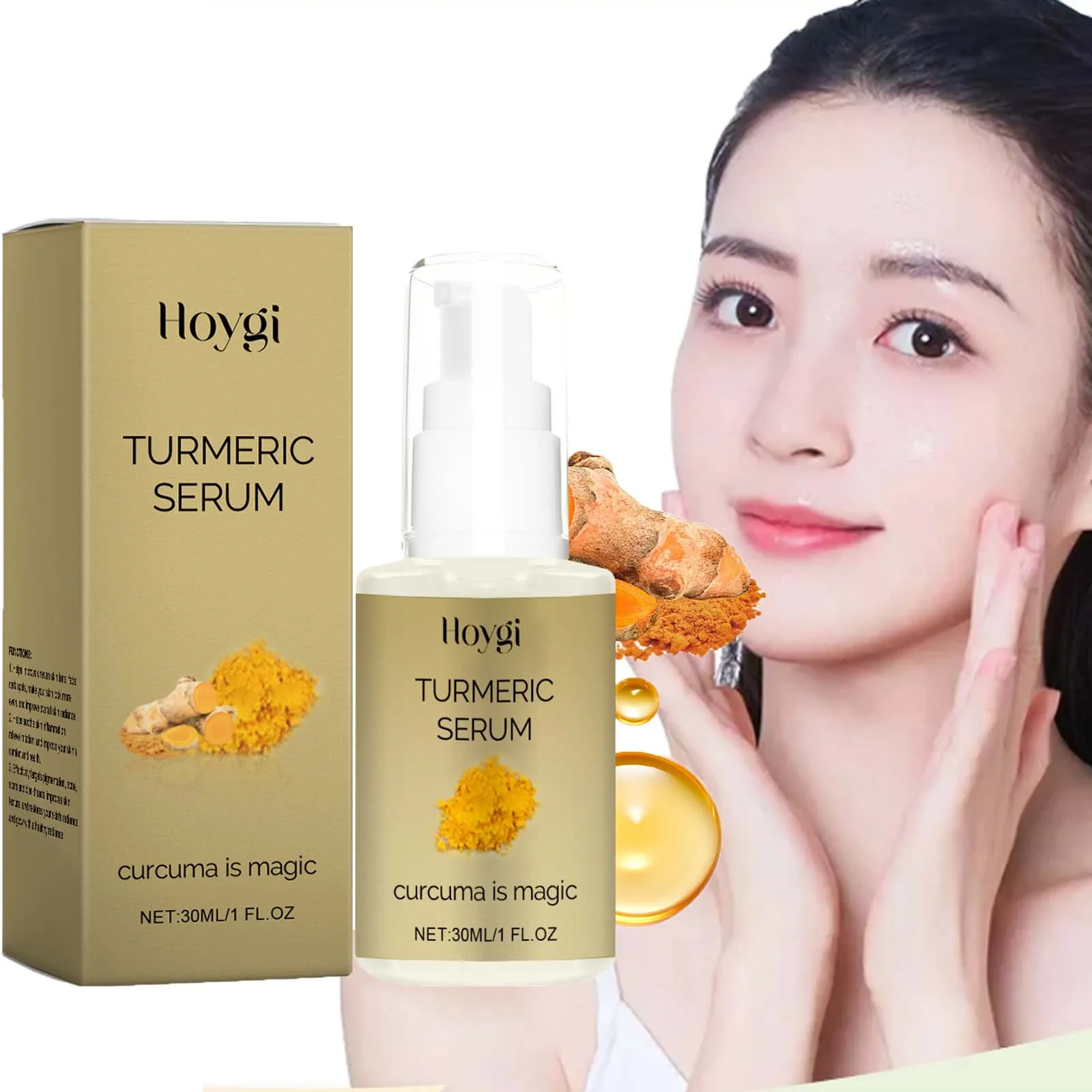 Turmeric Face Serum Moisturizing Lightening Dark Spots Even Skin Tone Smoothing Rejuvenates Face Brightening Essence Care