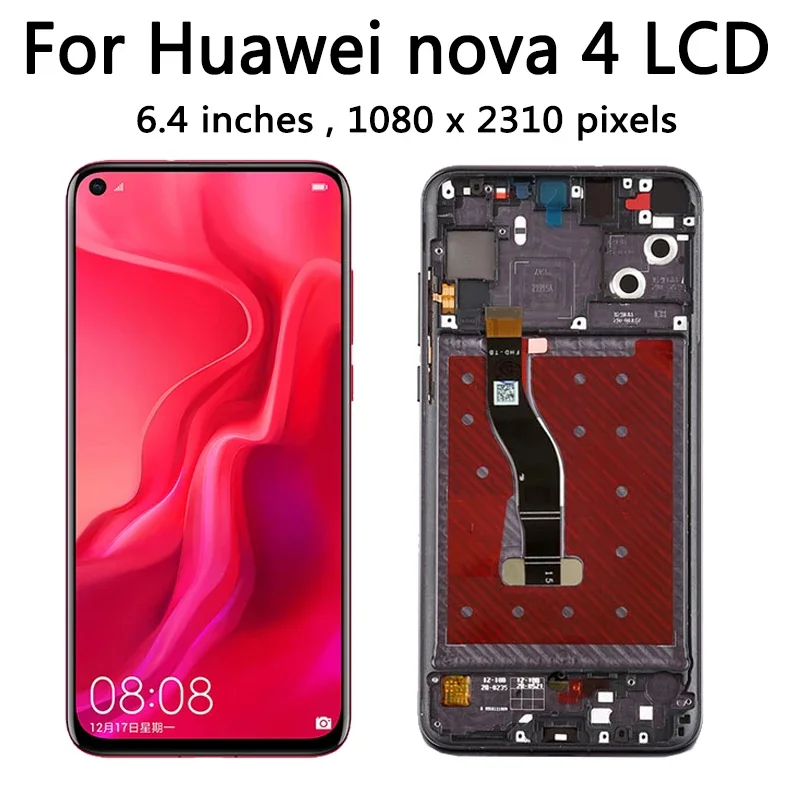 Tested For Huawei Nova 4 VCE-AL00 VCE-TL00 VCE-L22 LCD Display Touch Screen Digitizer Assembly for Huawei Nova4 LCD Frame