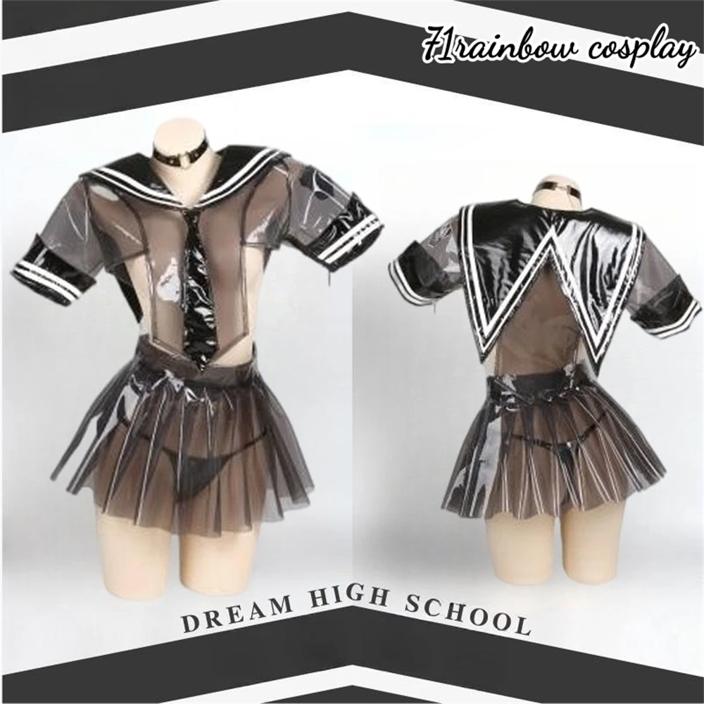 

Dark Dynasty Original Design Dream High Shcool Cosplay Girl Transparent JK Leather Uniforms Skirt Dress Sexy Cosplay Style B