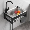 Simple Wall-mounted Kitchen Sinks Stainless Steel Kitchen Washbasin Single-slot Small Apartment Wall-mounted Sinks with Bracket 2