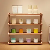 Desktop Shelf 4 Layer Home Decor Sundries Display Shelf Makeup Shelf Organizer Wooden Storage Rack for Dresser Dorm Bedroom 1