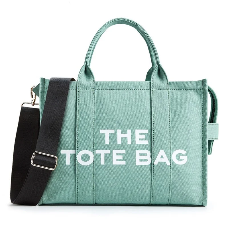 thumbnail image 1 of Nuevo bolso de mano de lona para mujer, con estampado de seda y letras, de gran capacidad, bolso de mano tipo bandolera con un solo hombro, 1 of 5