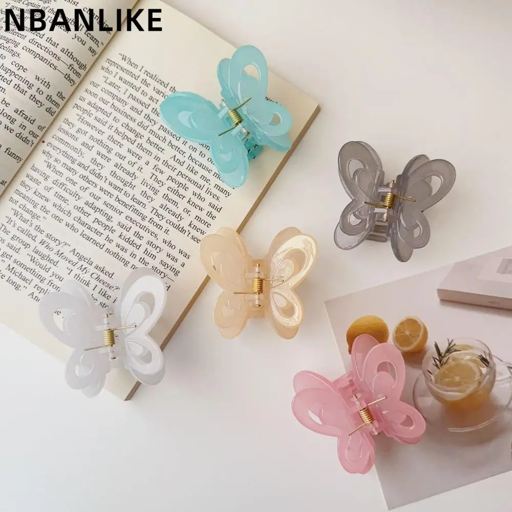 

Korean Style Ponytail Shark Clip Fashion Jelly Color Butterfly Hair Claw Creative Acrylic Grab Clip