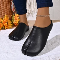 Nouveauté : Chaussures à bout fendu pour femme, style Ninja Tabi, en cuir, confortables, type mules, sabots et sandales 4