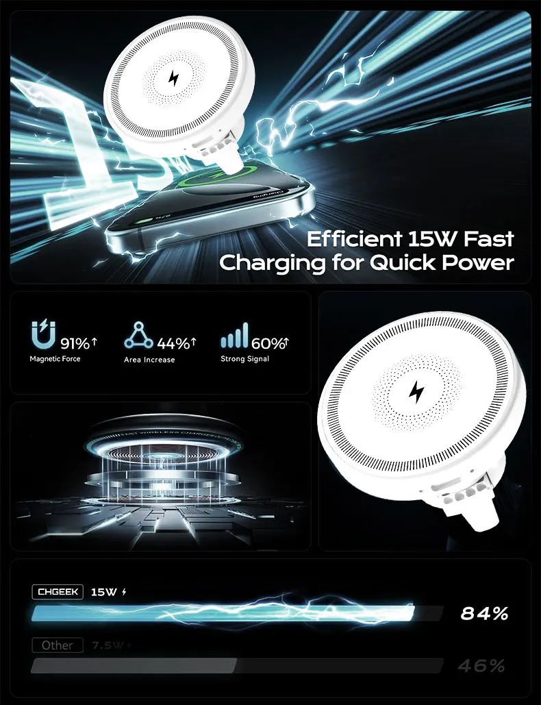 Car charger with iPhone showing wireless charging