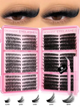 GROINNEYA Lash Clusters Kit – 640 Pcs Cat Lashes with Bond & Seal 1
