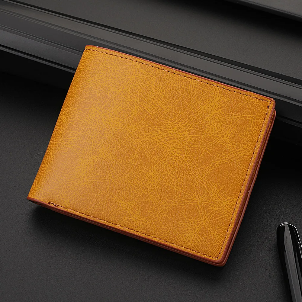 Men's Fashion Retro Business Short Wallet Multi Card Slot Horizontal Soft Pu Leather Men's Wallet 4