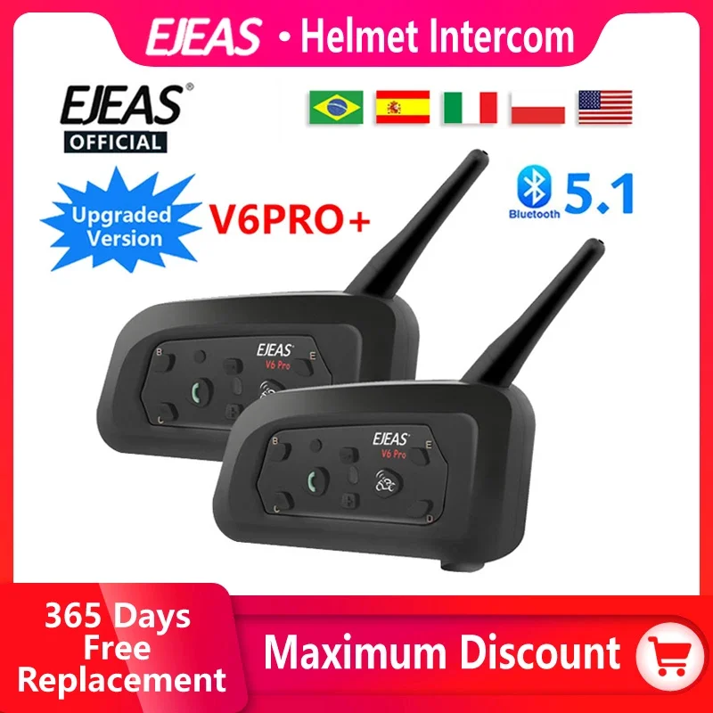2x Interkom motocyklowy EJEAS V6 PRO+ za $35.90 / ~144zł 2x Interkom motocyklowy EJEAS V6 PRO+ za $35.90 / ~144zł