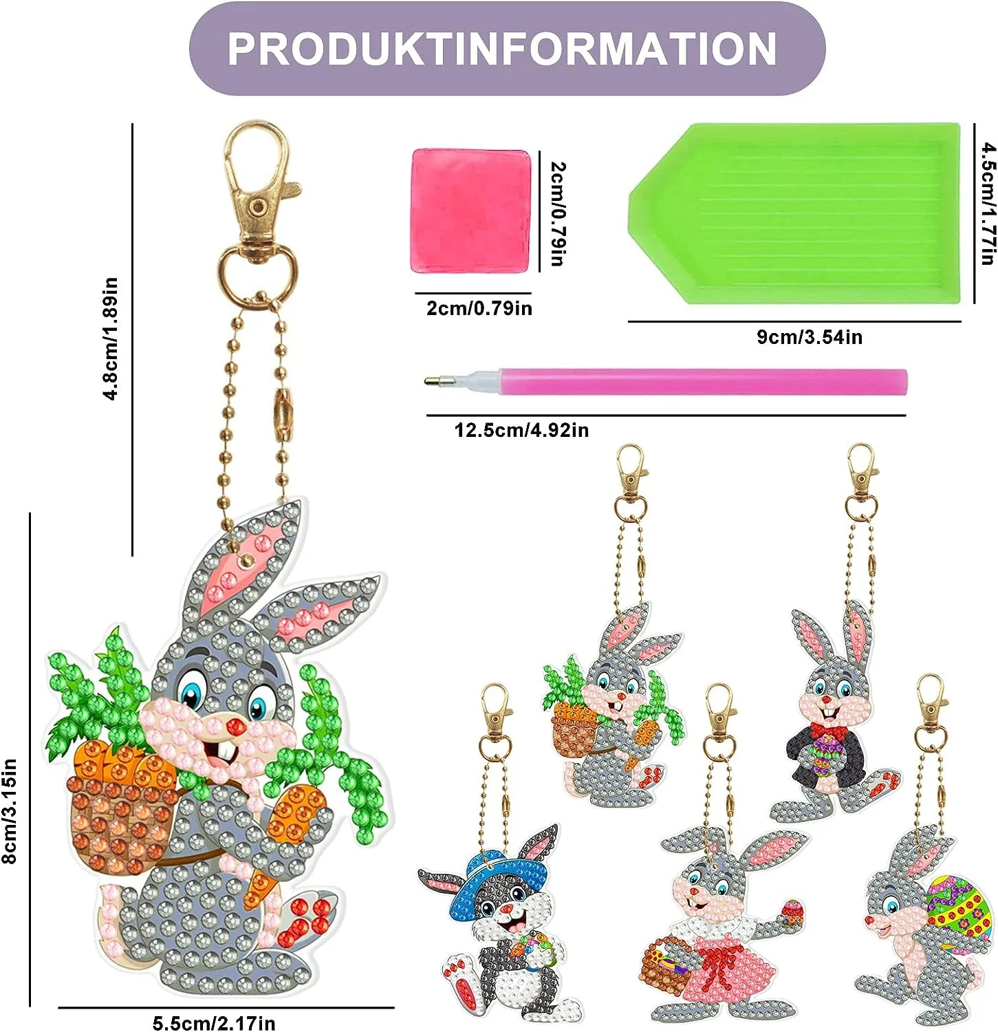 Diamond Painting DIY Creative Cartoon Keychain Double-sided Point Diamond Bag Pendant Acrylic Key Chain diamond keychains diamond painting diamond painting accessories