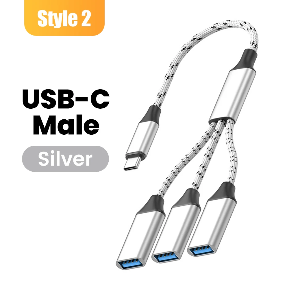 מתאם OTG מהיר להעברת נתונים 3 ב-1 USB Type C Hub Extensions למחשב נייד Macbook HUB Splitter Cable