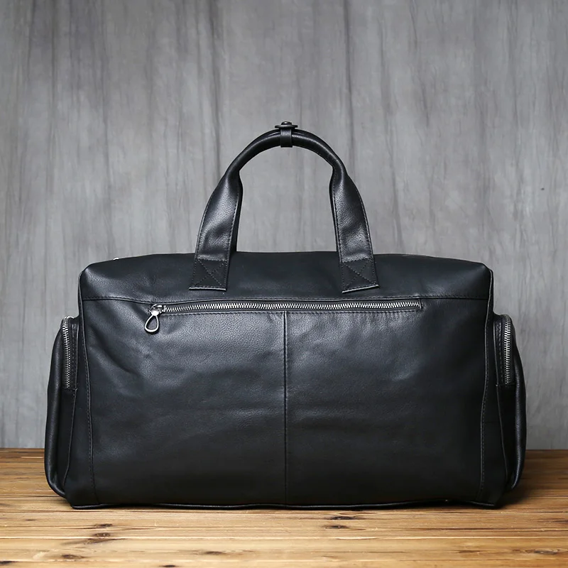 NZPJ Genuine Leather Men's Travel Bag, Casual Top Layer Cowhide Crossbody Bag, Laptop Bag, Large Capacity Luggage Bag Business