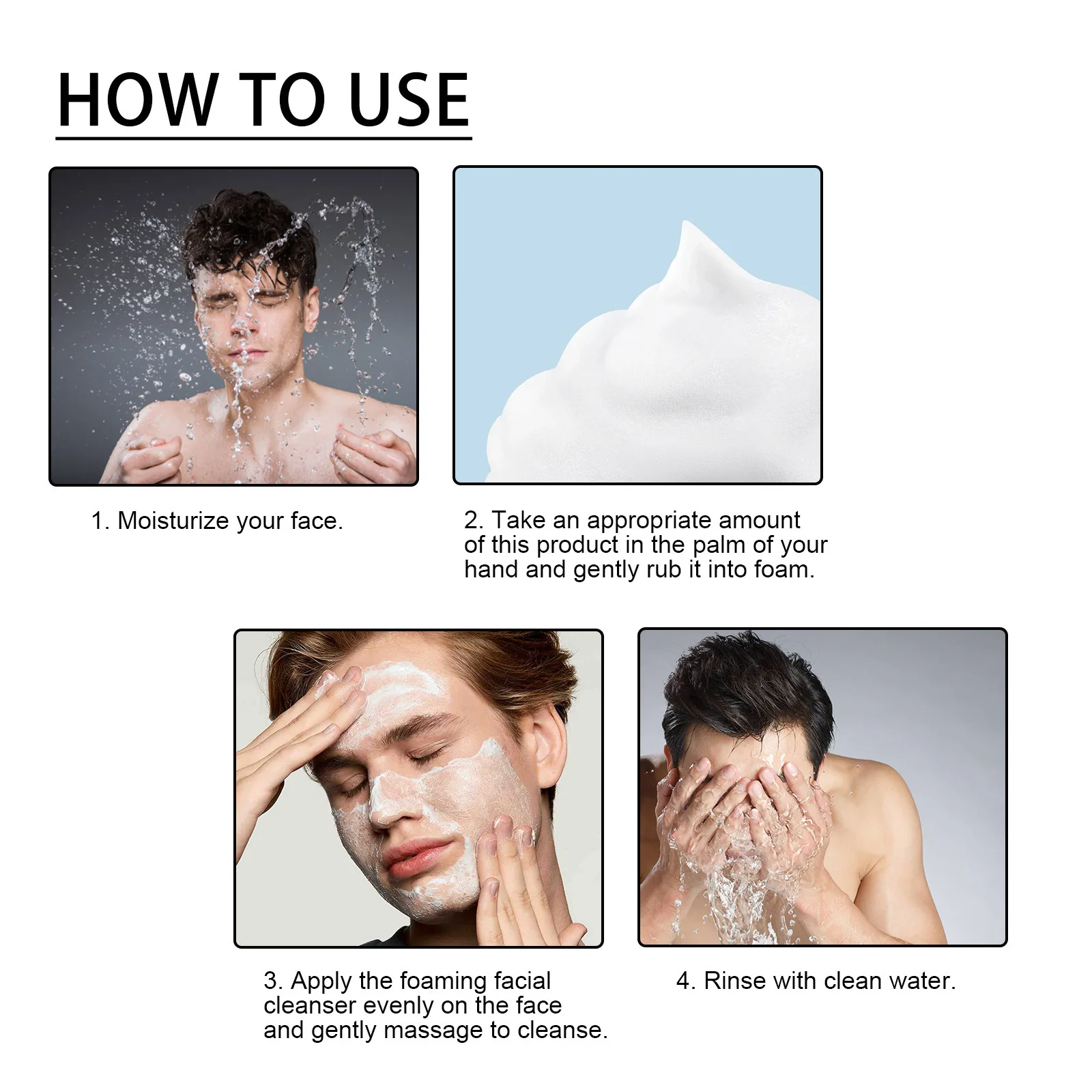 Men Facial Cleanser Lotion Remove Acne Blackhead Prevent Clogged Pores Oil Controll Exfoliator Refreshing Facial Cleaning Cream 6