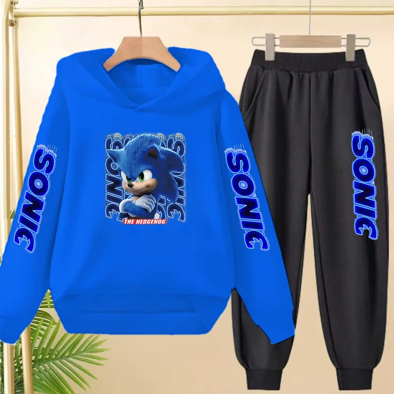 Cozy Blue Kitten Print Winter Sweatshirt and Jogger Set