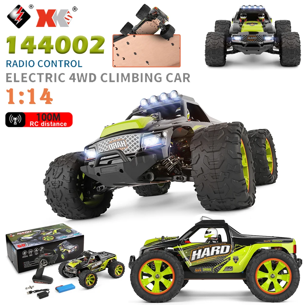 WLtoys 144002 1/14 RC카, 고속 4WD 드라이브, 오프로드 더프트 클라이밍 RC 트럭, 남아용 장난감 자동차 선물, 2.4G 리모컨, 50 km/h