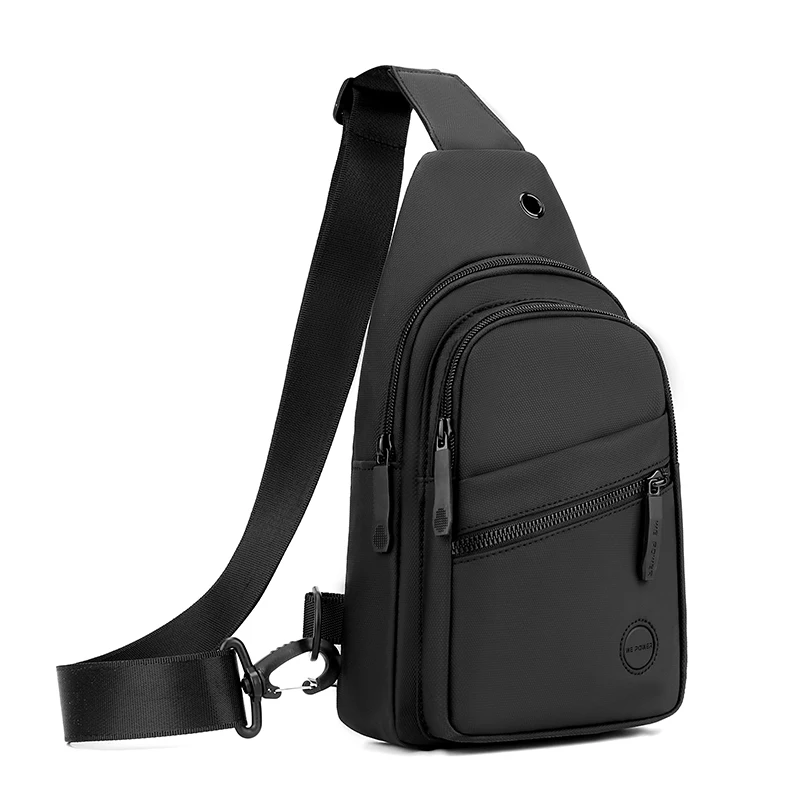 Men's chest bag, crossbody bag with mobile phone pocket, adjustable shoulder strap, multiple pockets, suitable for sports and tr