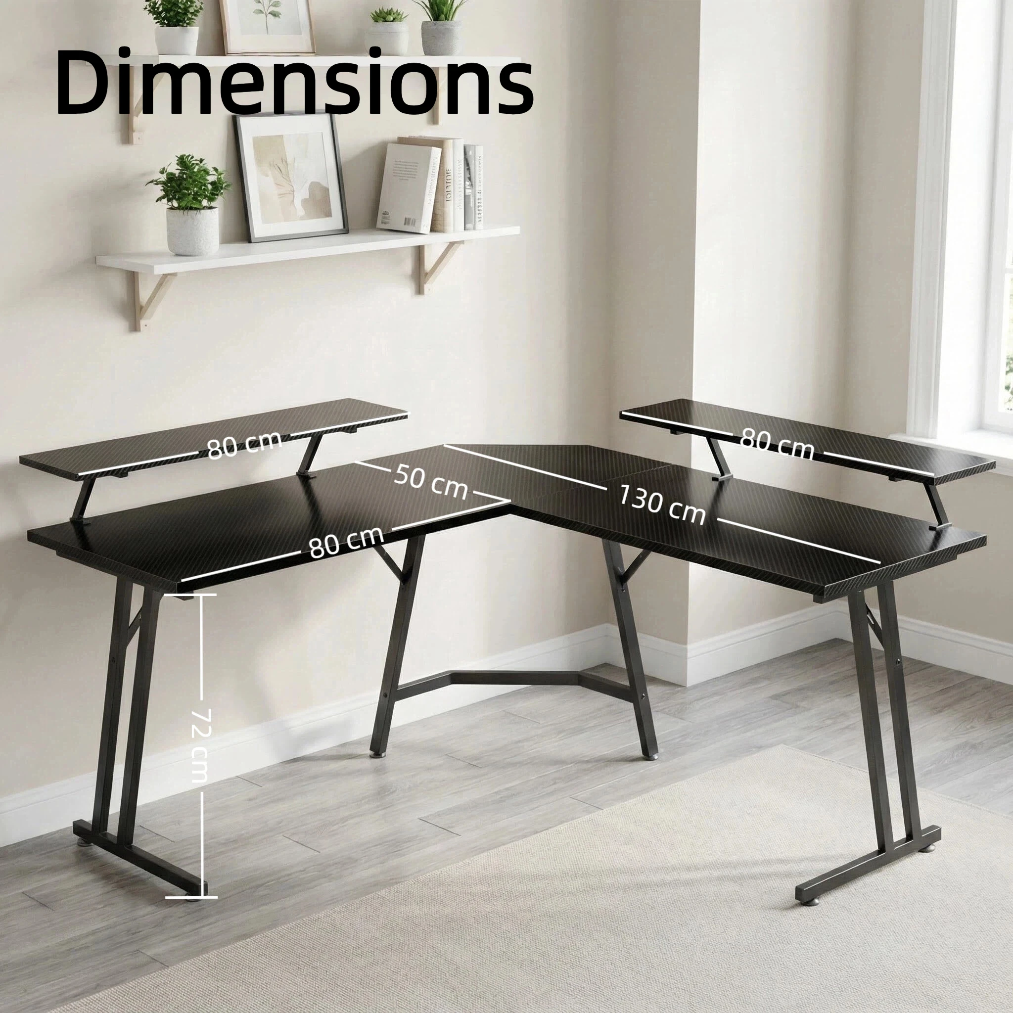 L-Shaped LED Gaming Desk with Monitor Stand 5