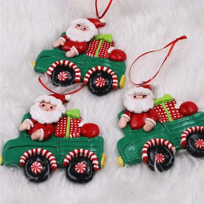 Santa Claus Snowman Reindeer Car Ornament Christmas Tree Cartoon Ornament Home Holiday Party Decoration Christmas Tree Ornament