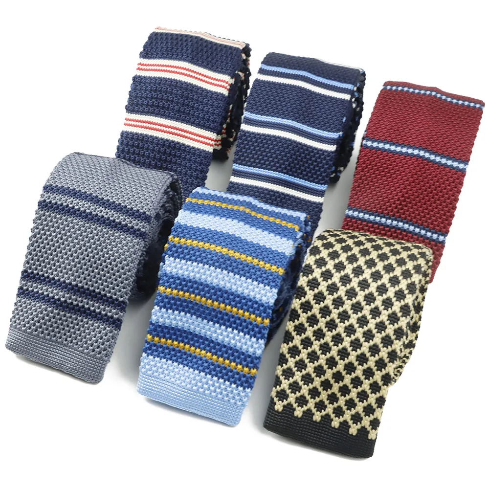 Men's Embroidered Striped Knit Slim Necktie – Stylish Designer Cravat