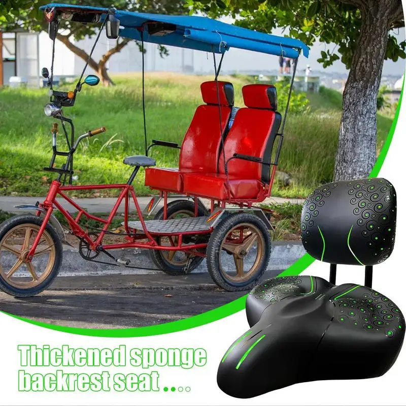 Siège Vélo Avec Dossier Extra Large - Selle Confort Mousse Mémoire - 29x21.5cm Noir