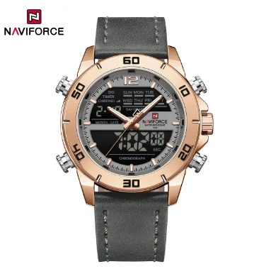 Orologio Uomo Naviforce Di Lusso Al Quarzo, Cassa Oro 47 Mm, Cinturino In Vera Pelle, Quadrante Grande Con Calendario, Impermeabile 3 ATM