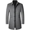 BROWON Brand Winter Coat Men 2025 Autumn Solid Turn-Down Collar Wool Long Jacket for Men New Business Casual Keep Warm Outerwear