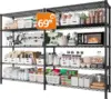 69" W Storage Shelves 1600LBS Wire Shelving Unit 5 Tier Metal Shelving for Storage Rack Shelves for Storage Heavy Duty Garage 1